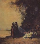 Eugene Fromentin Femmes egyptiennes au bord du Nil (mk32) oil painting reproduction